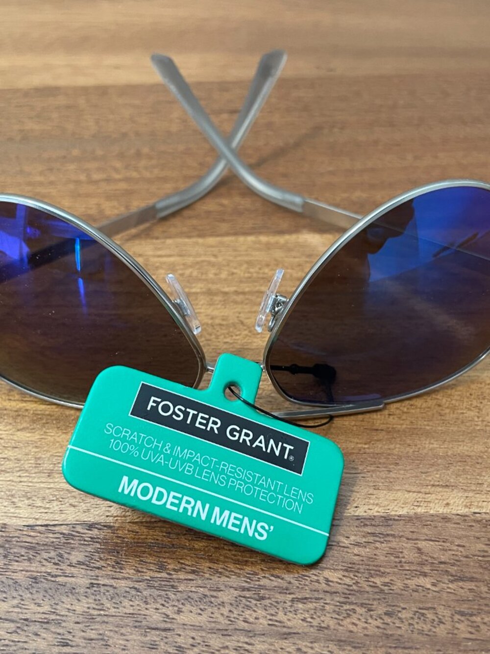 NWT Foster Grant Modern Men's Silver Aviator Sunglasses, Summer travel, beach - Picture 8 of 14